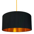 Carbon Black Silk Lampshade With Copper Foil Lining