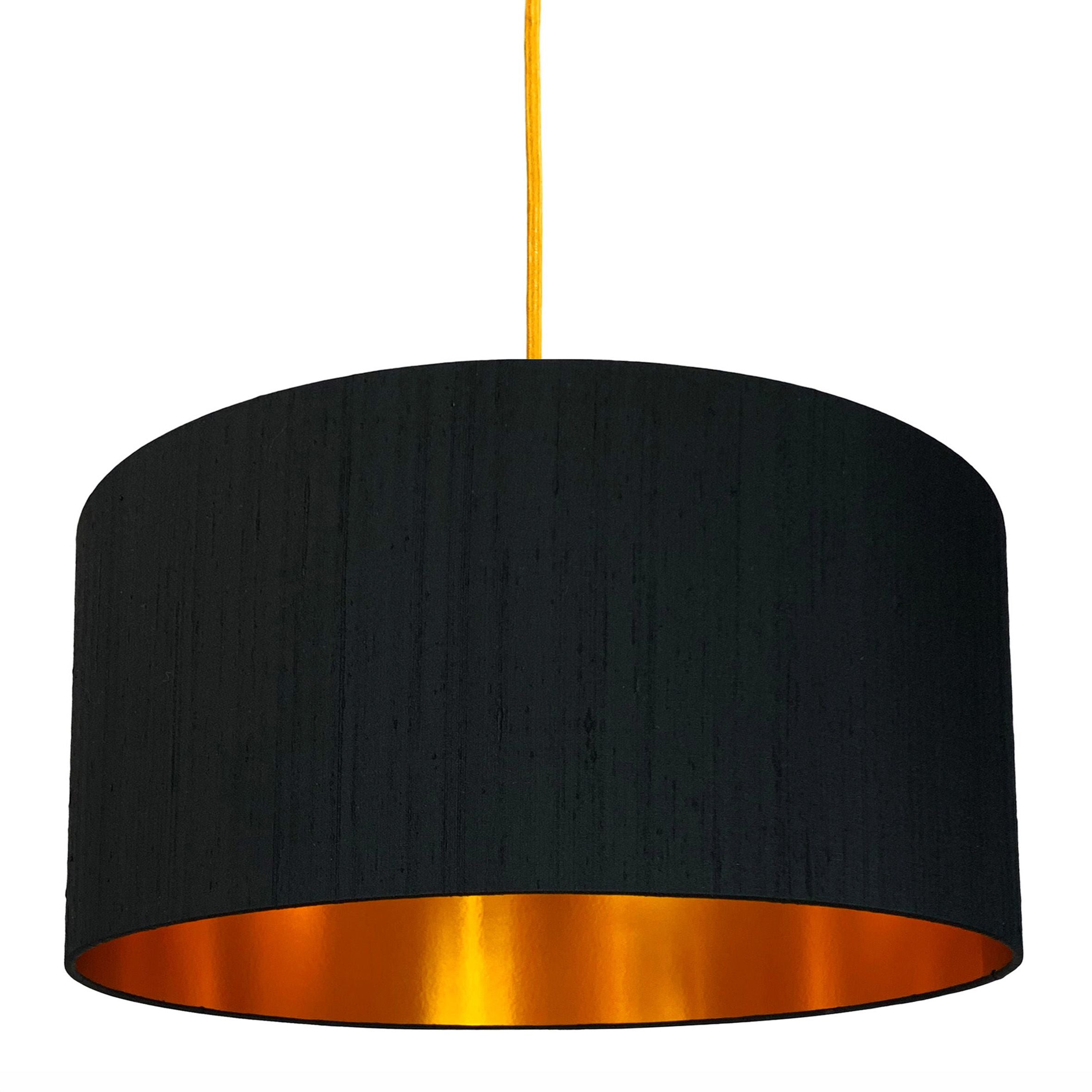 Carbon Black Silk Lampshade With Copper Foil Lining - Sample