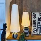 Buttermilk Boucle Oversized Cone Lampshades - Light On