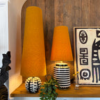 Toffee Boucle Oversized Cone Lampshades - Light on