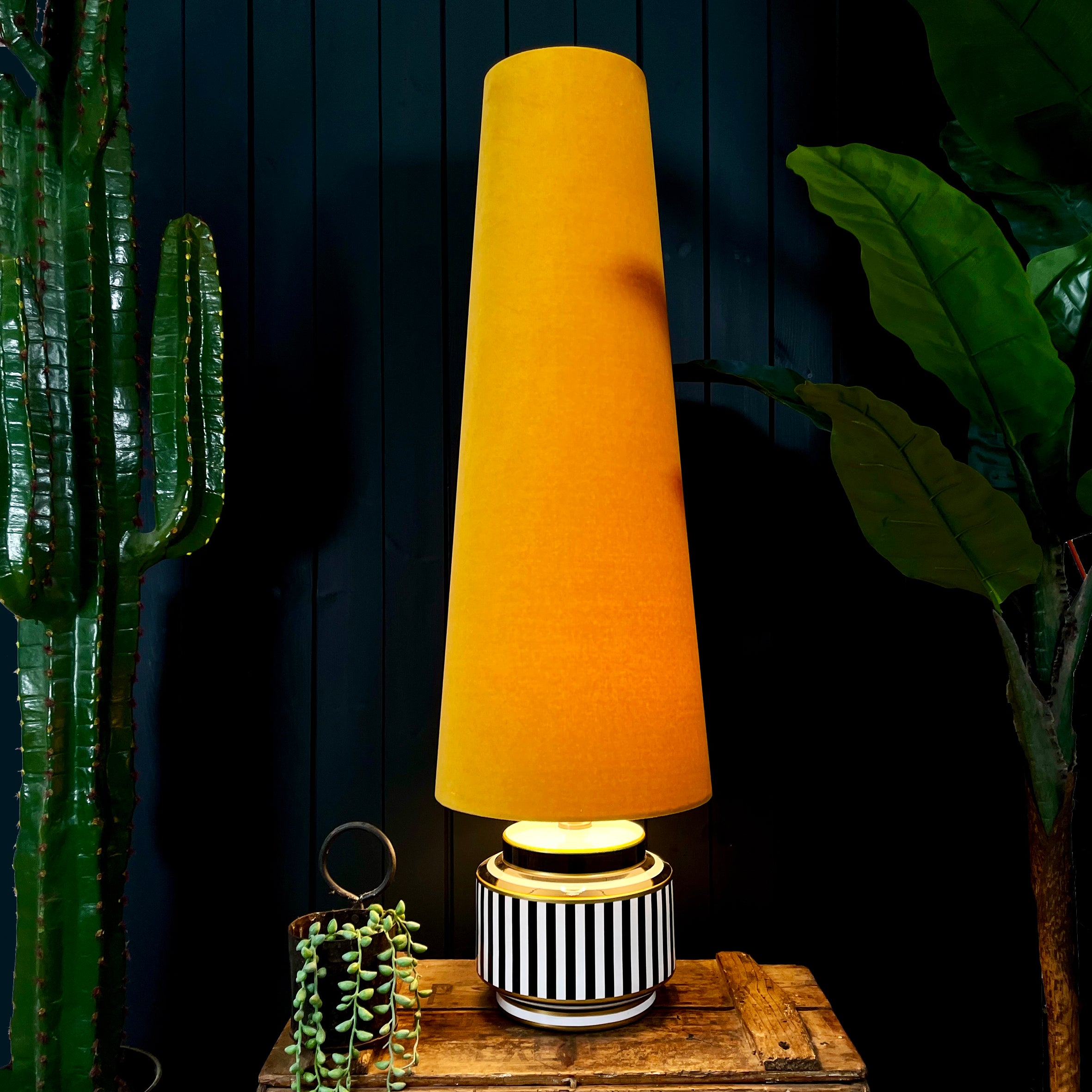 Butterscotch Velvet Oversized Cone Lampshades