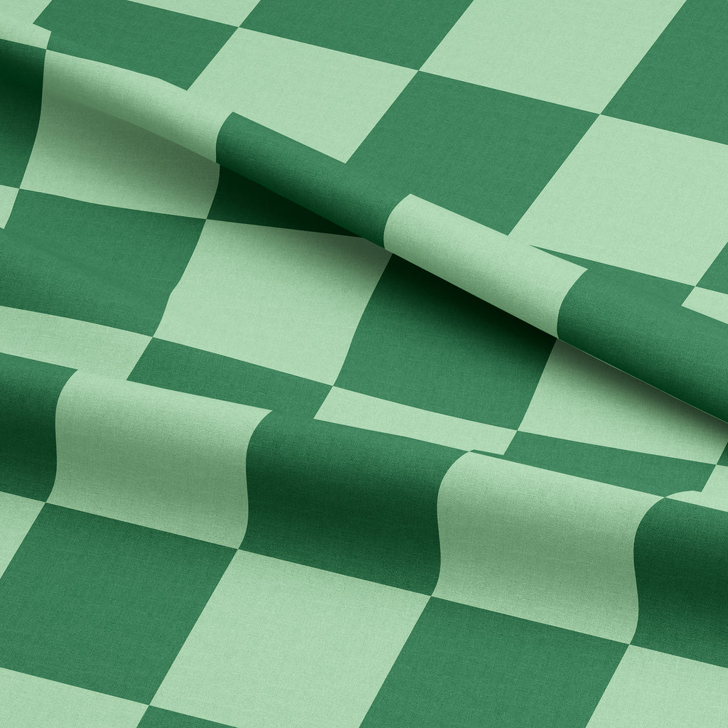 Love Frankie Fabric - Checkmate Checkerboard Fabric in Apple Sours. Pickle & Sage