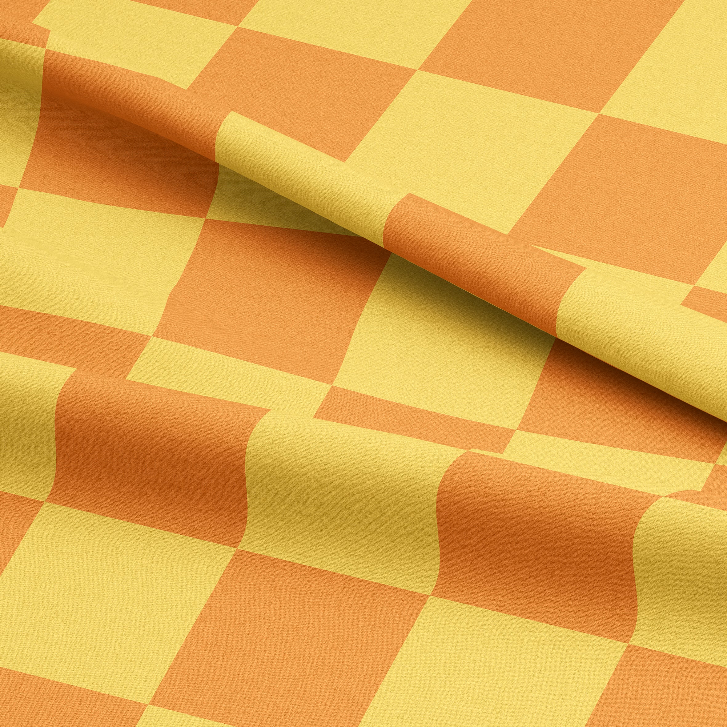 Love Frankie Fabric - Checkmate Checkerboard Fabric in Marmalade - Lemon & Clementine
