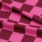 Love Frankie Fabric - Checkmate Checkerboard Fabric in Peach Fuzz - Raspberry & Jam