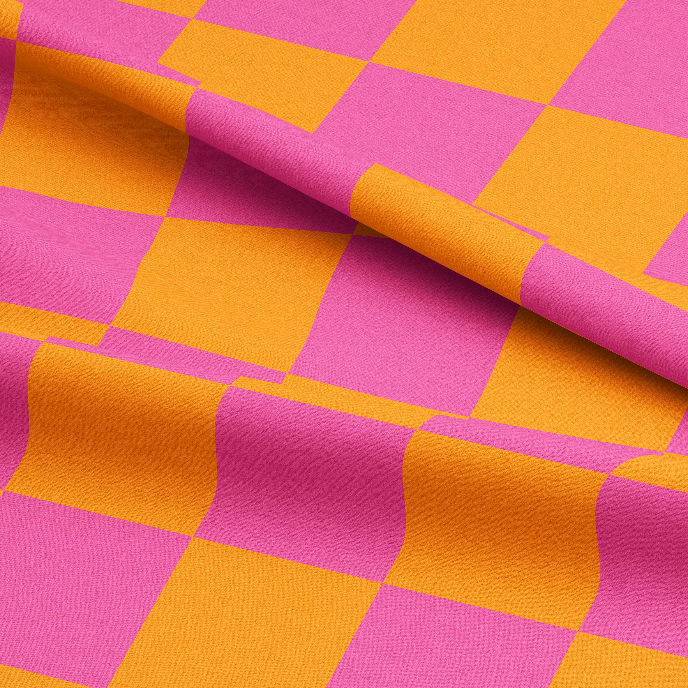 Love Frankie Fabric - Checkmate Checkerboard Fabric in Tutti Frutti - Pumpkin & Petal