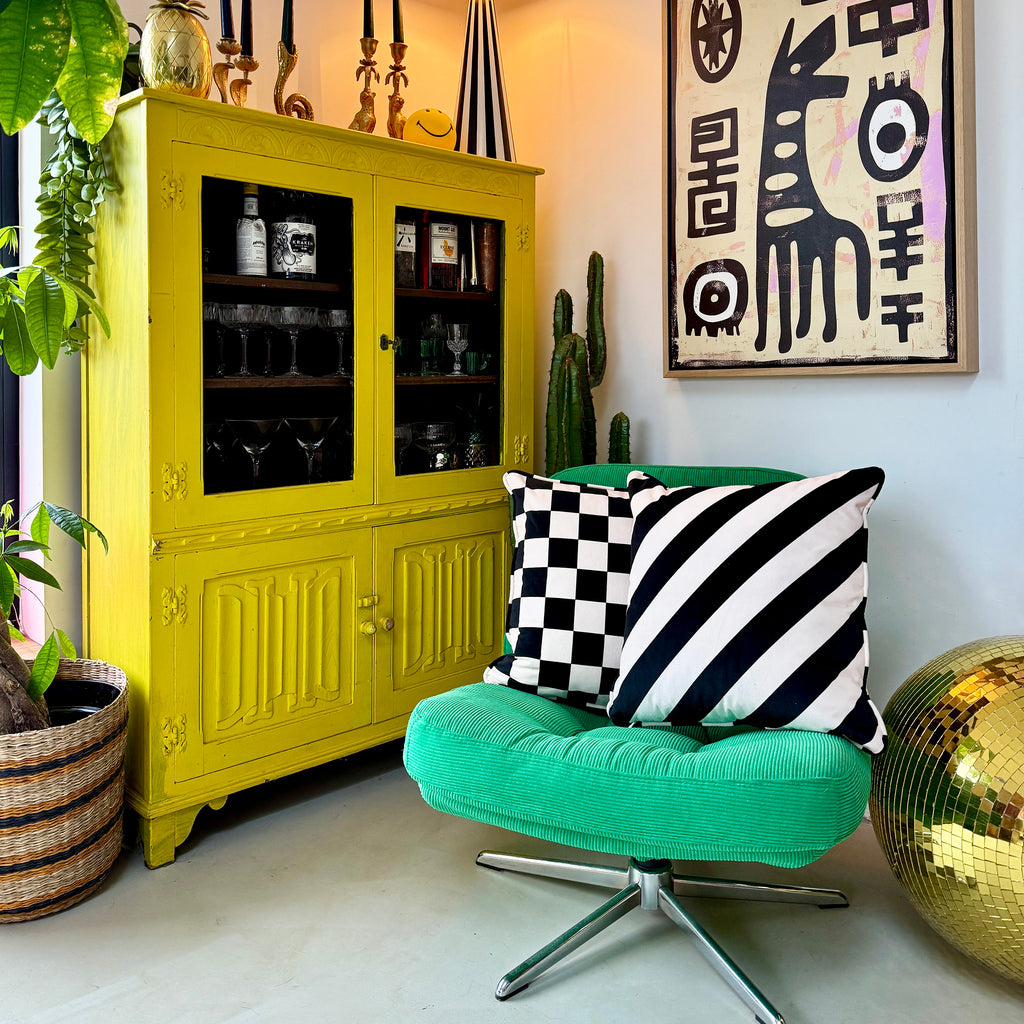 Liquorice Reversible Checkmate & Helter Skelter Cushion