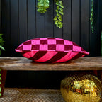 Raspberry Ripple Reversible Checkmate & Helter Skelter Cushion
