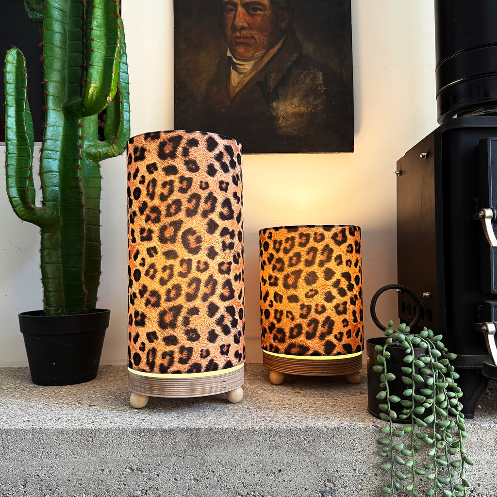 Jaguar Print Cordless Lamps - 2 Sizes Available. Leopard print lamps - light on