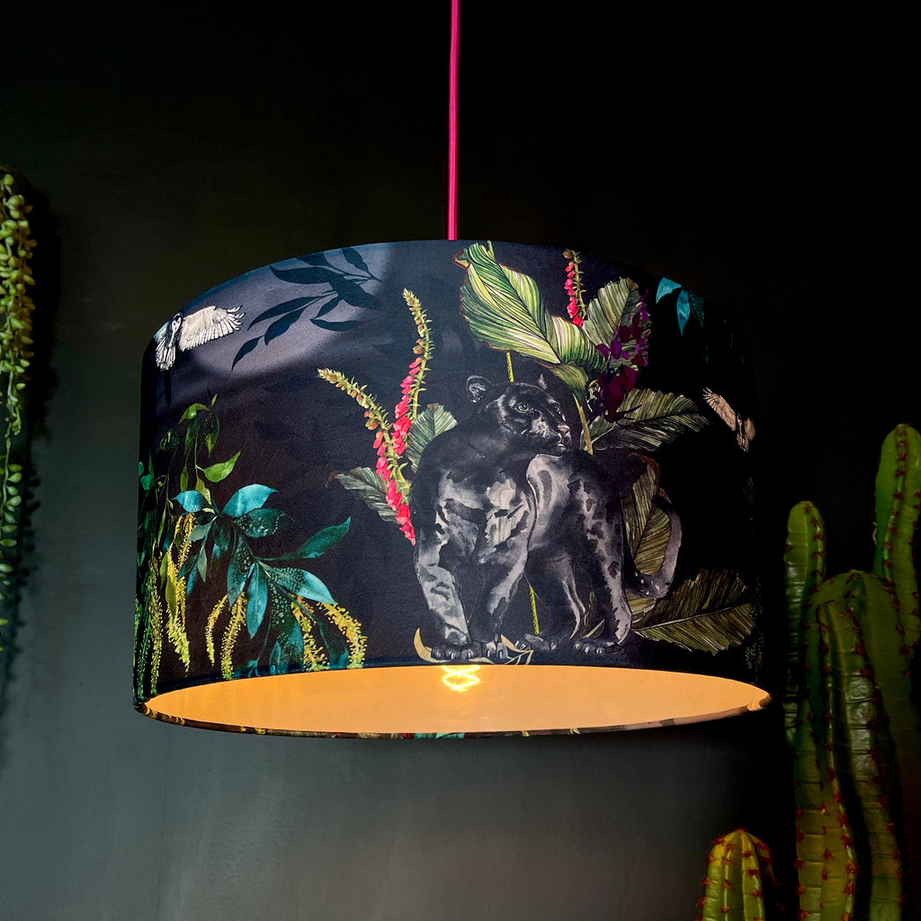 Handmade Velvet Lampshade in Carbon Black