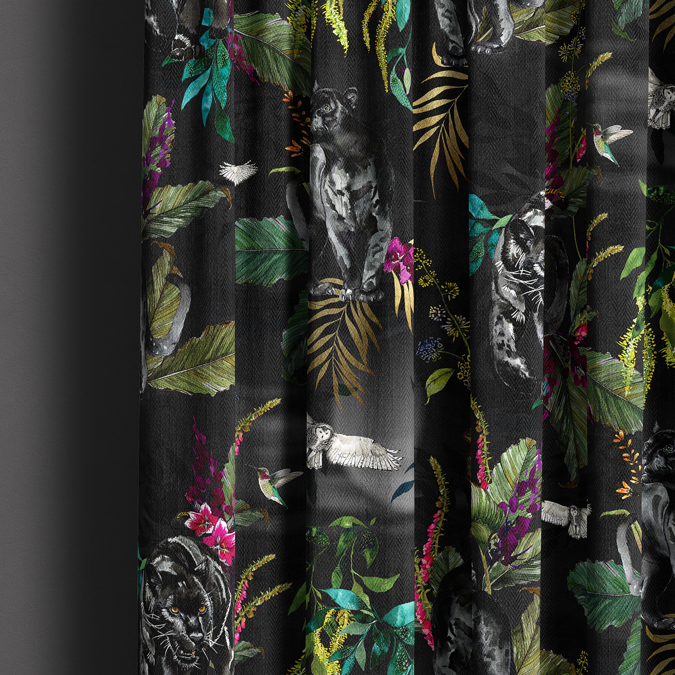 Love Frankie Fabric - Carbon Deadly Night Shade. Black