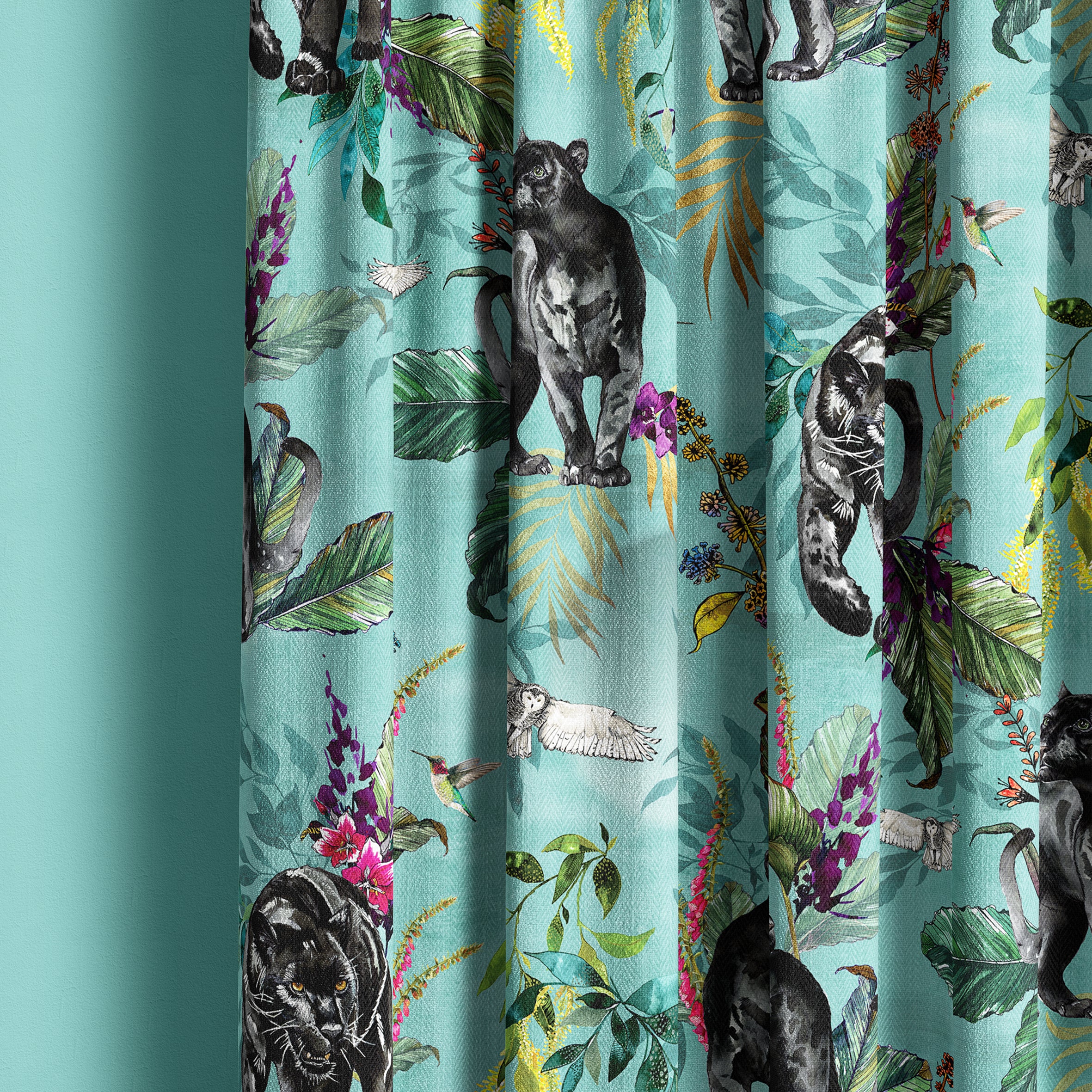 Love Frankie Fabric - Lithium Deadly Night Shade. Bright Blue