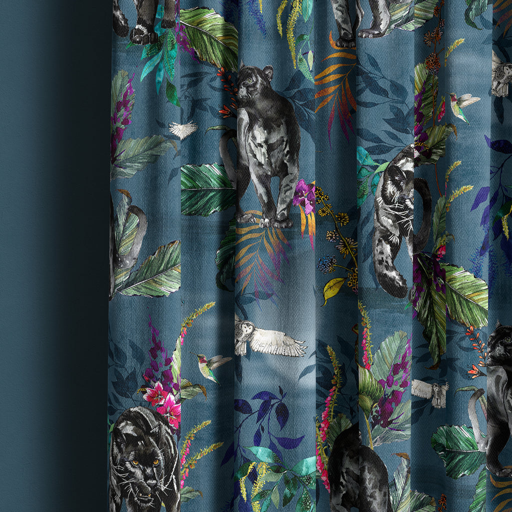 Love Frankie Fabric - Smoke Deadly Night Shade. Mid Blue
