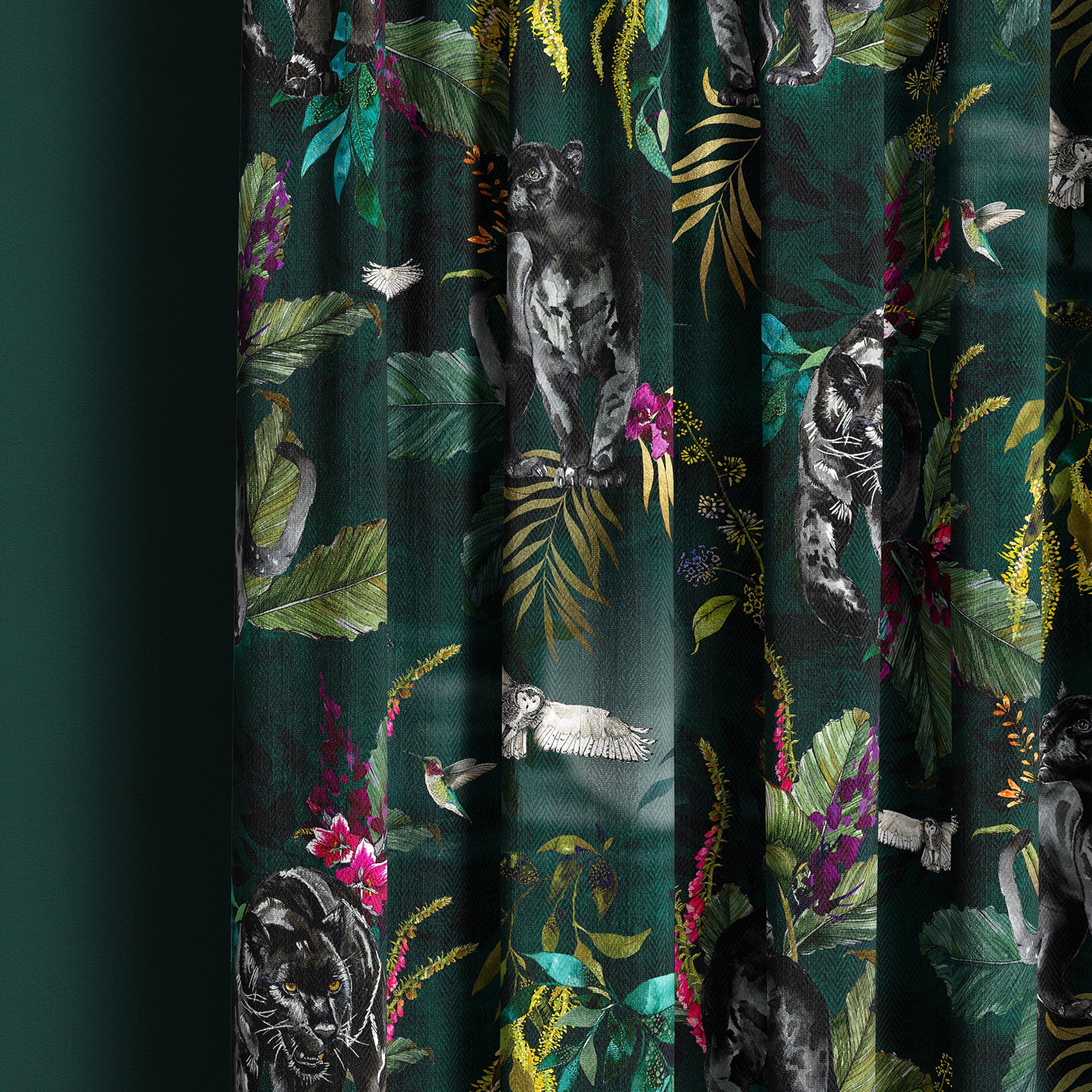 Love Frankie Fabric - Wild Wood Deadly Night Shade. Dark Green