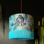 Handmade Fringed Velvet Lampshade with in Lithium