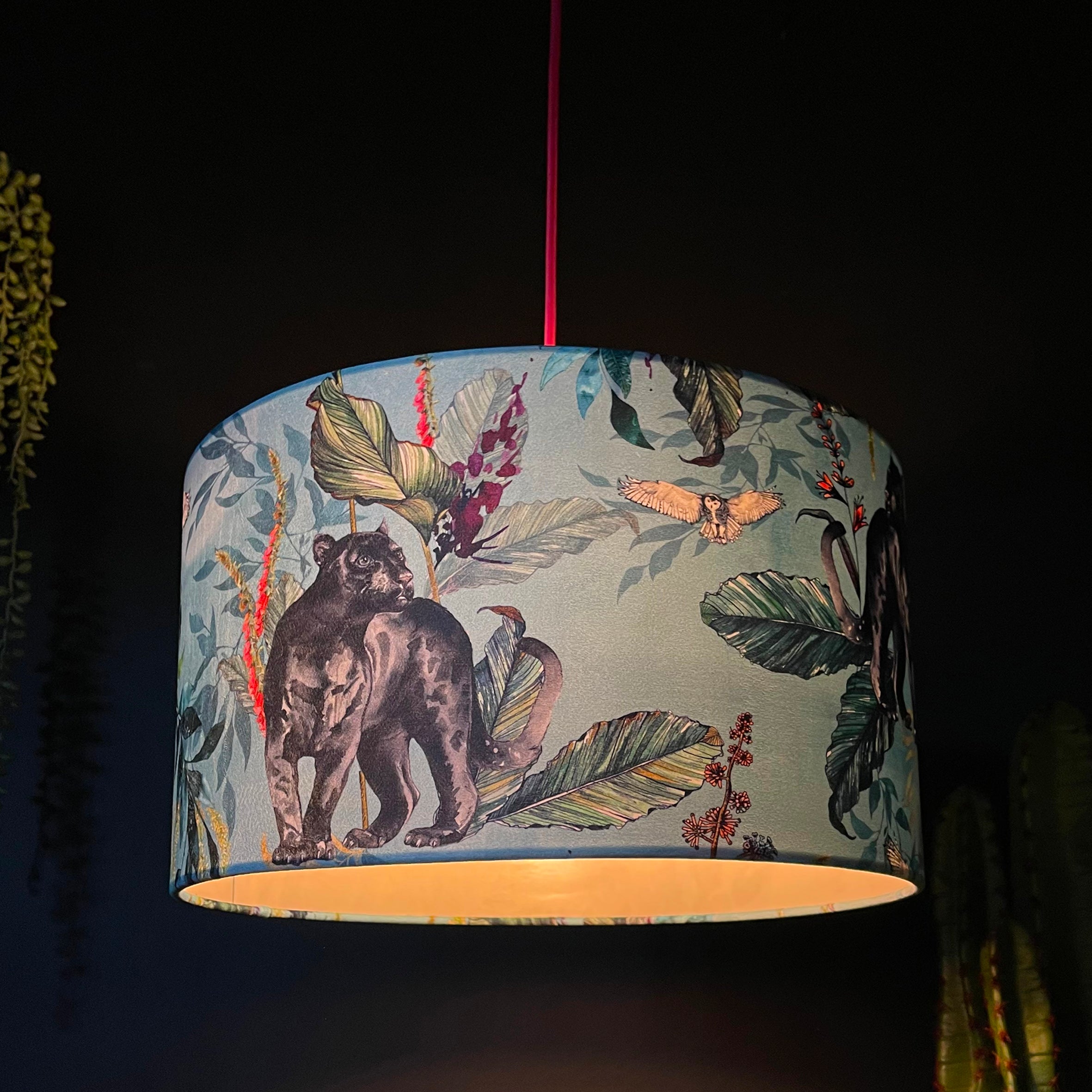 Handmade Velvet Lampshade in Lithium Light On