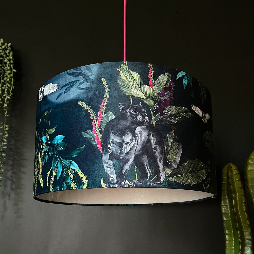 Handmade Velvet Lampshade in Twilight Blue