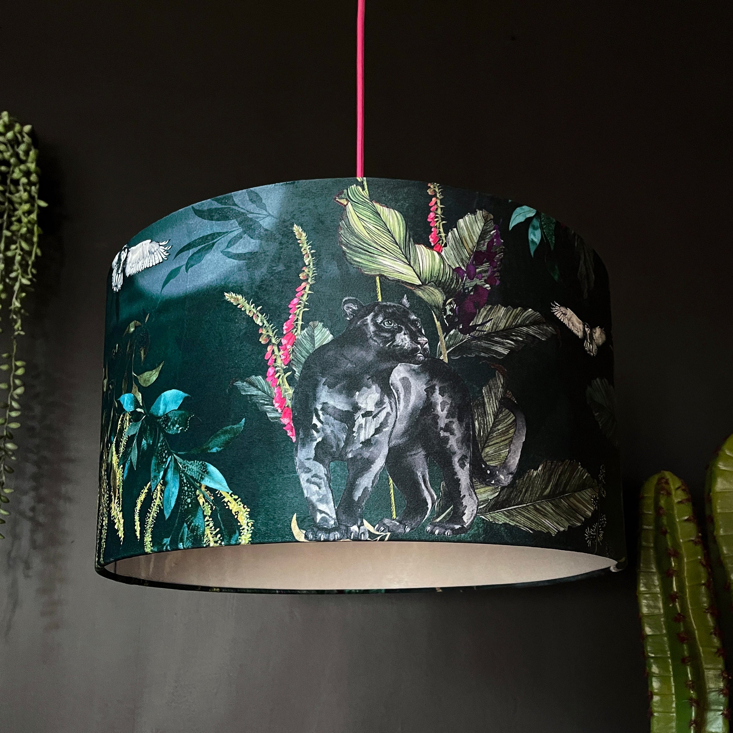 Handmade Velvet Lampshade in Wild Wood Green