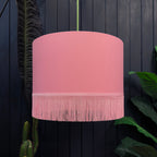 Dirty Pink Lampshade with Metallic Foil Lining & Pink Fringing