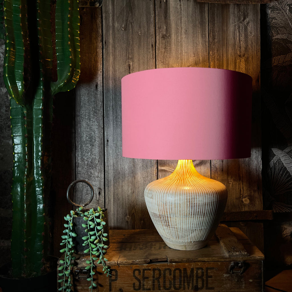Love Frankie dirty pink cotton lampshade gold lining lamp