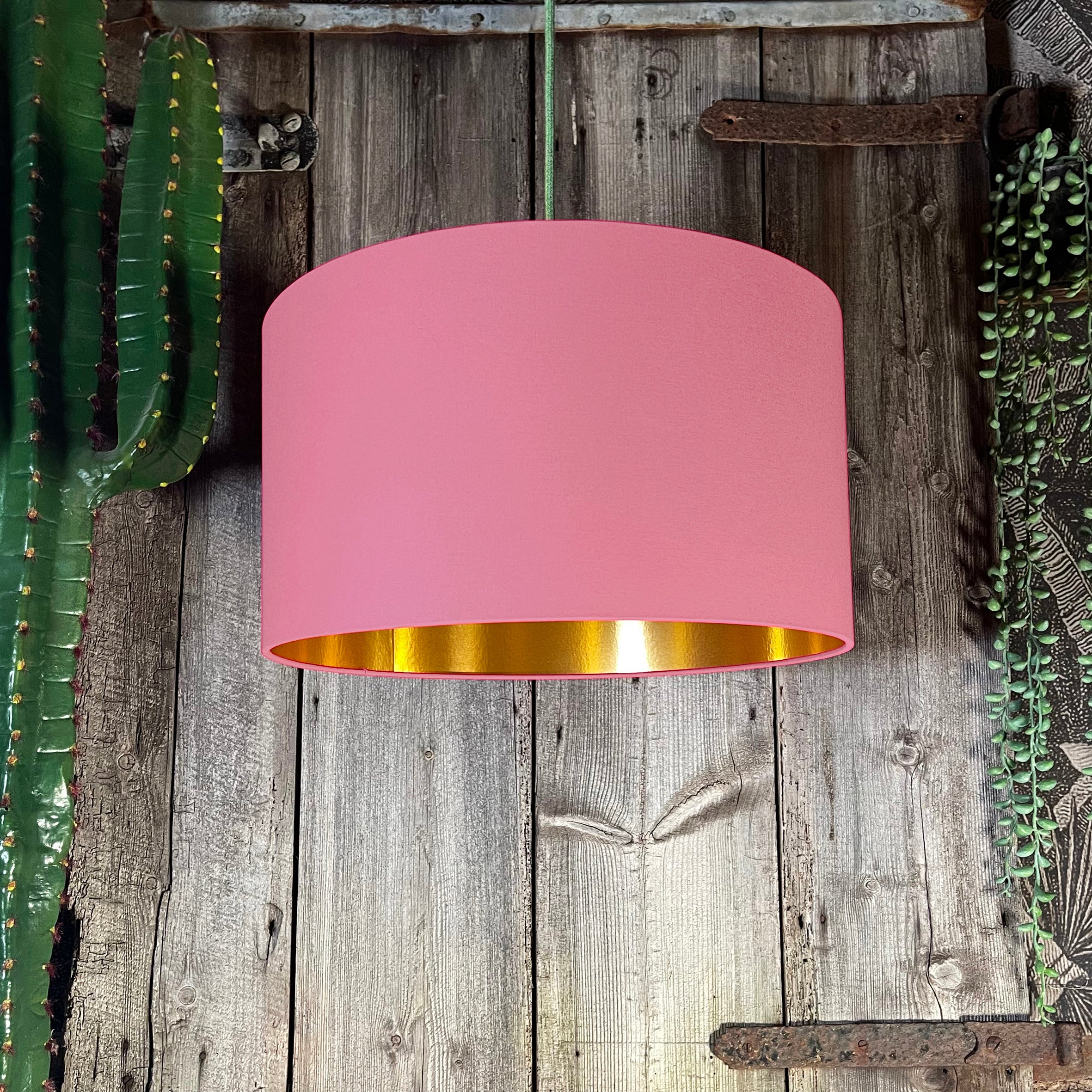 Love Frankie dirty pink cotton lampshade gold lining