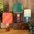 Medium Handmade Dinky Doll Cordless Lamp with Black and White Stripe Shade