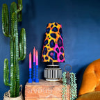 Electric leopard Oversized Cone Shades - Queen from Love Frankie. Handmade Leopard Print lampshades available in 2 sizes.