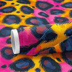 Electric Leopard fabric. Leopard Print textiles in pink and orange