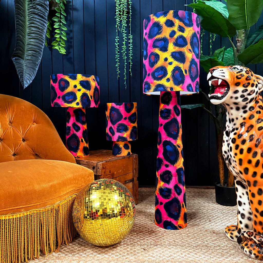 Handmade Velvet Portable Lamps in Electric Leopard