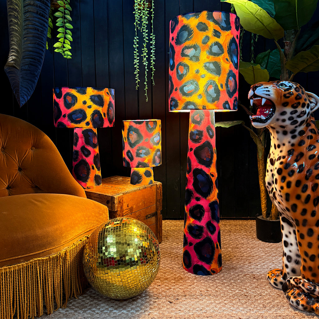 Handmade Velvet Portable Lamps in Electric Leopard