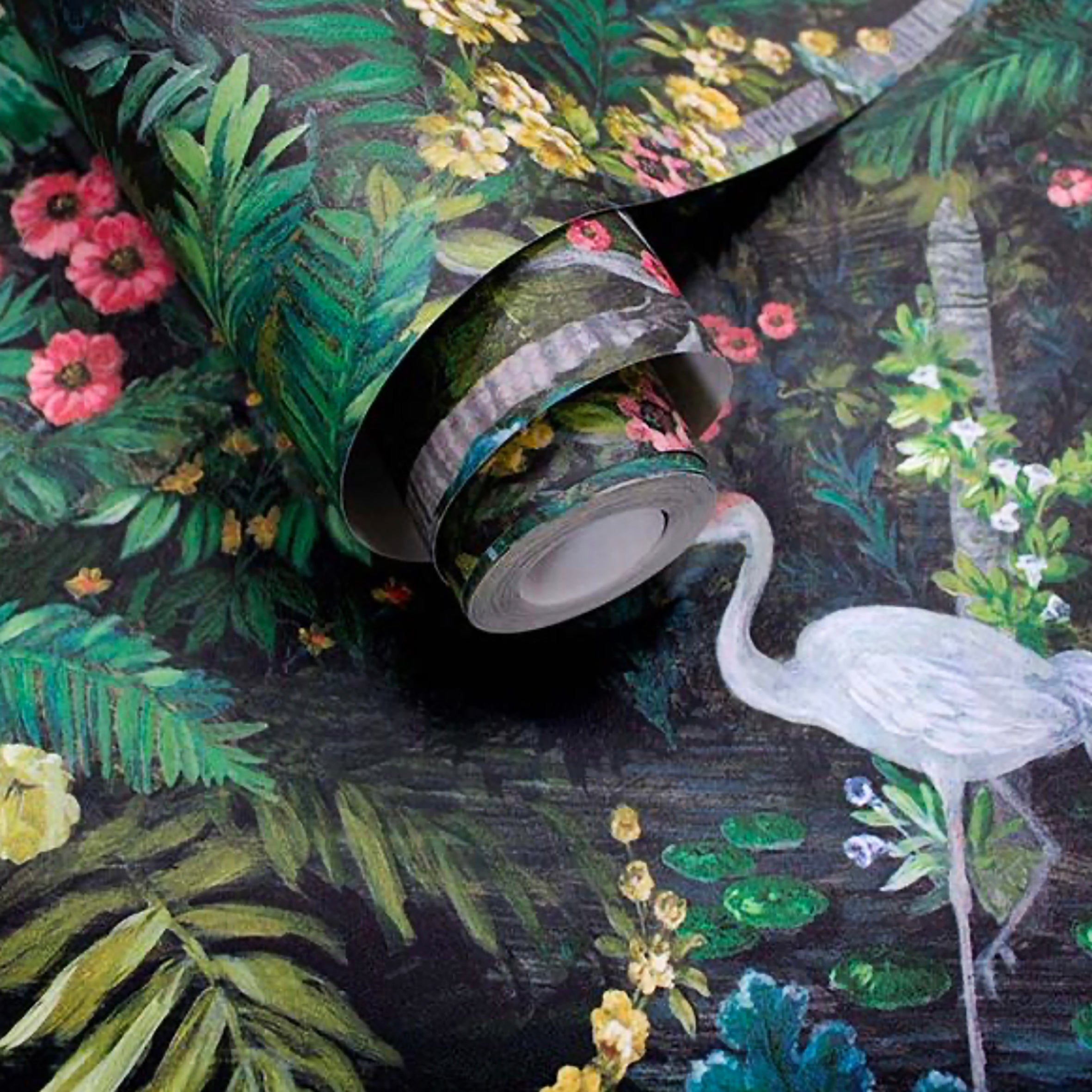 Flight of The Cranes Charcoal Wallpaper