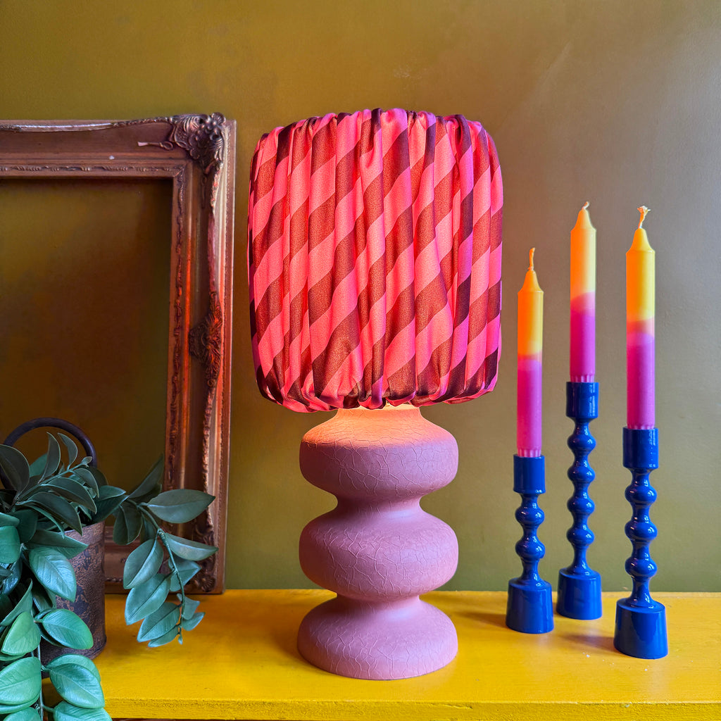 Tilted Stripe Gathered Shades - Raspberry Ripple - Light on