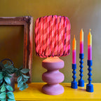 Tilted Stripe Gathered Shades - Raspberry Ripple - Light on