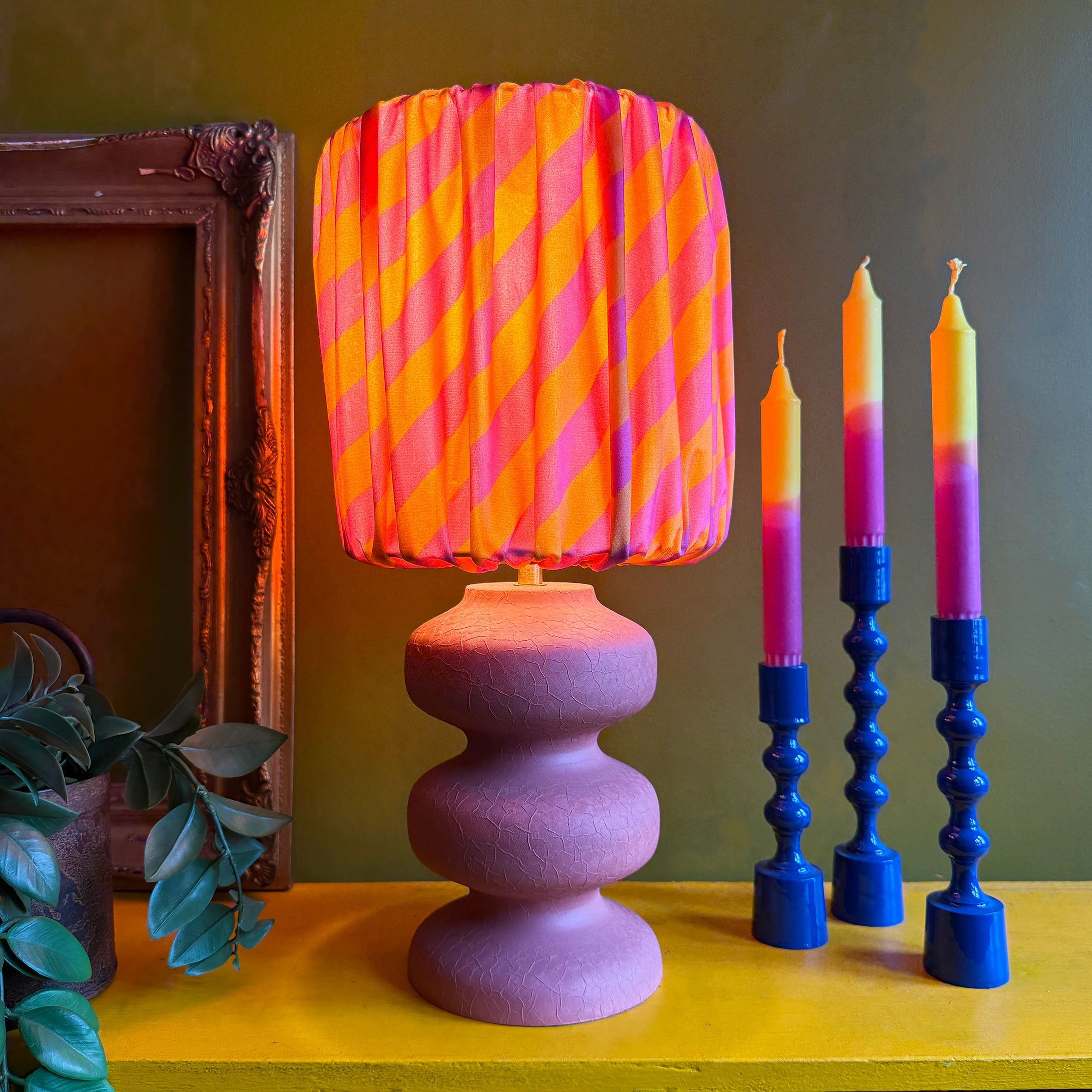 Tilted Stripe Gathered Shade in Tutti Frutti - Light on