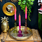 Love Frankie glass candle holder in hot pink