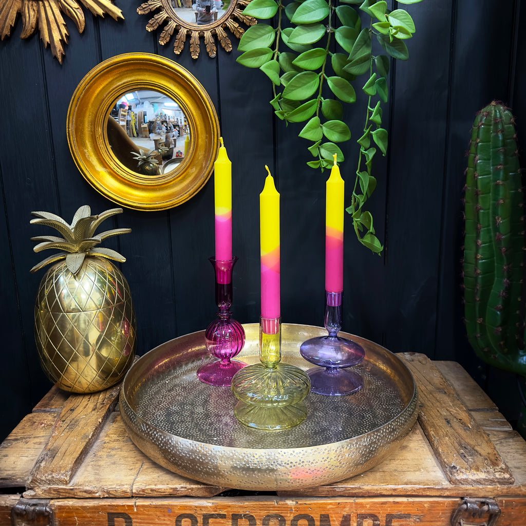 Love Frankie glass candle holder in lime