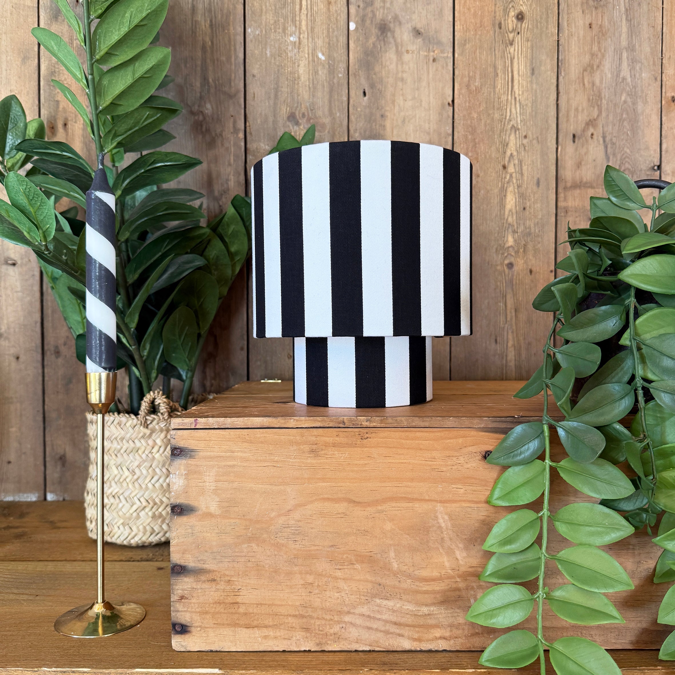 Black & White Striped Portable Glow Lamp