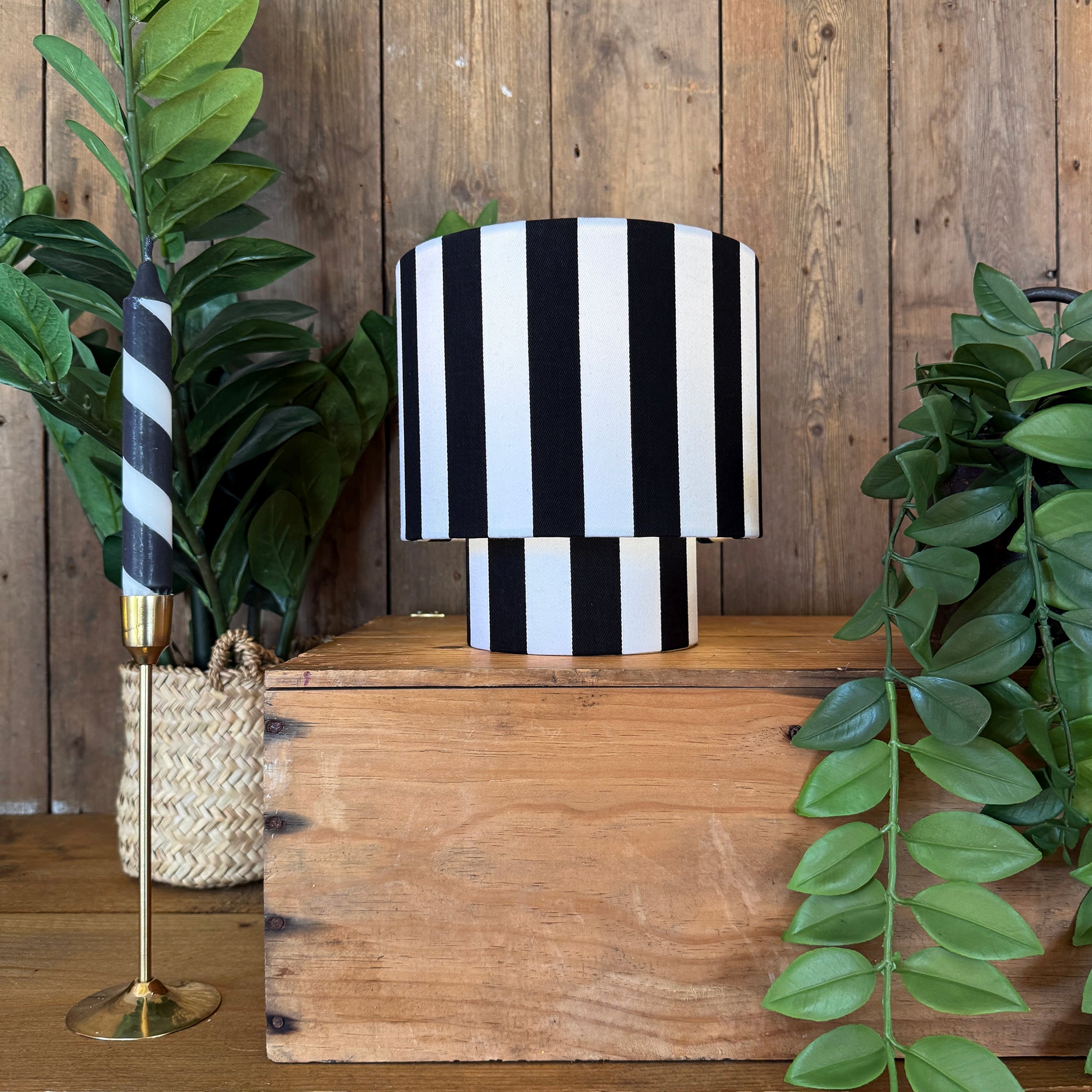Black & White Striped Portable Glow Lamp