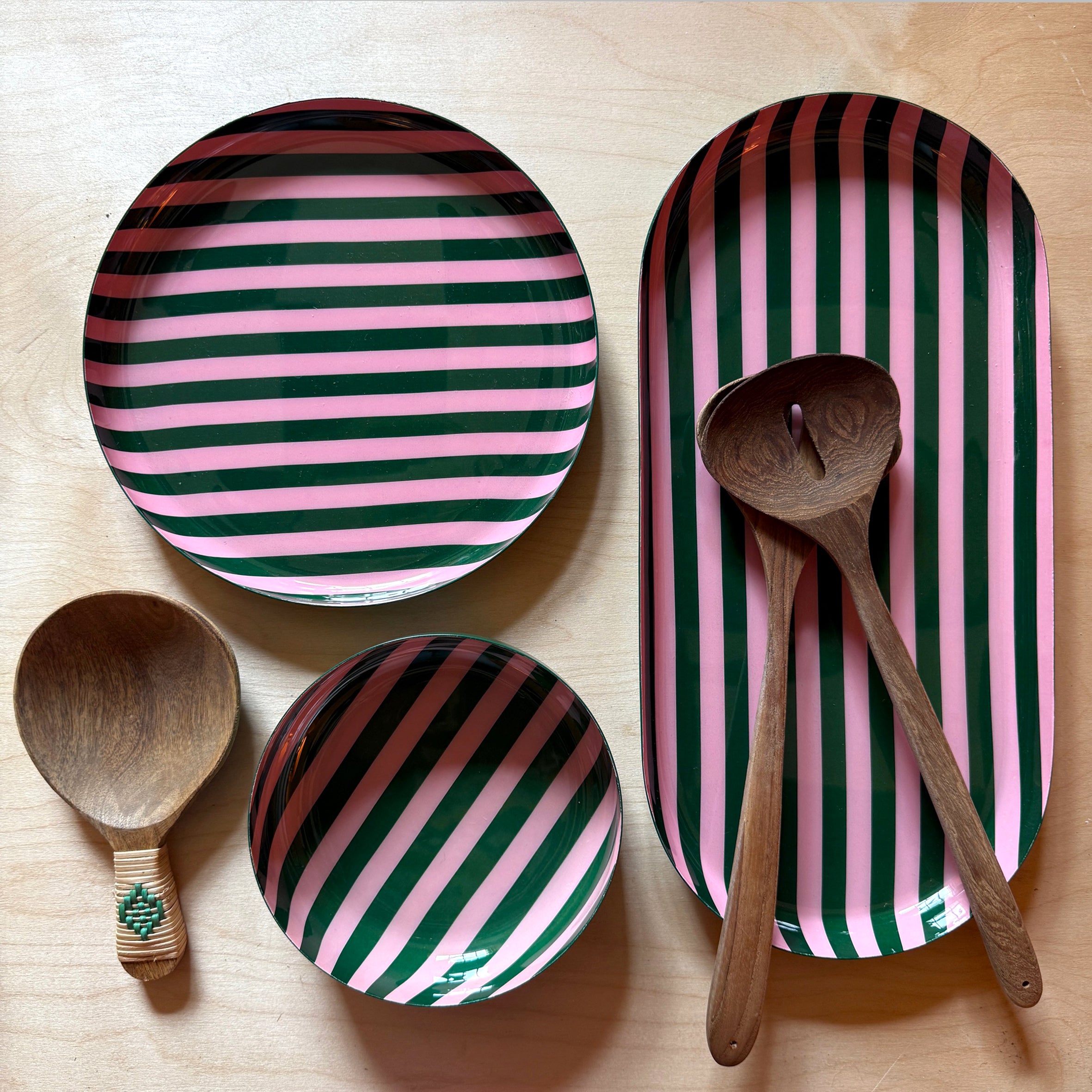 Large Stripy Oval Trays - 5 Colours Available