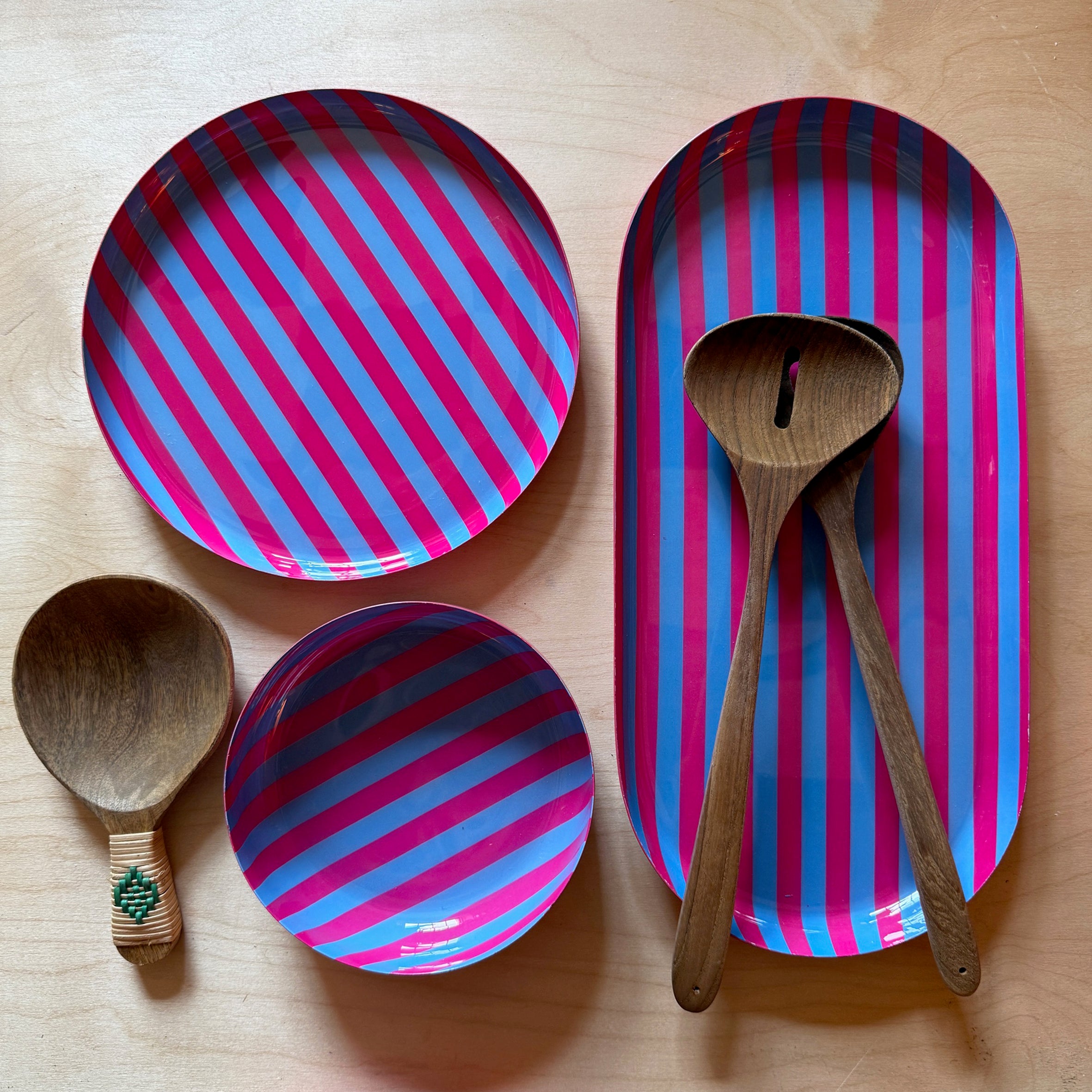 Large Stripy Oval Trays - 5 Colours Available