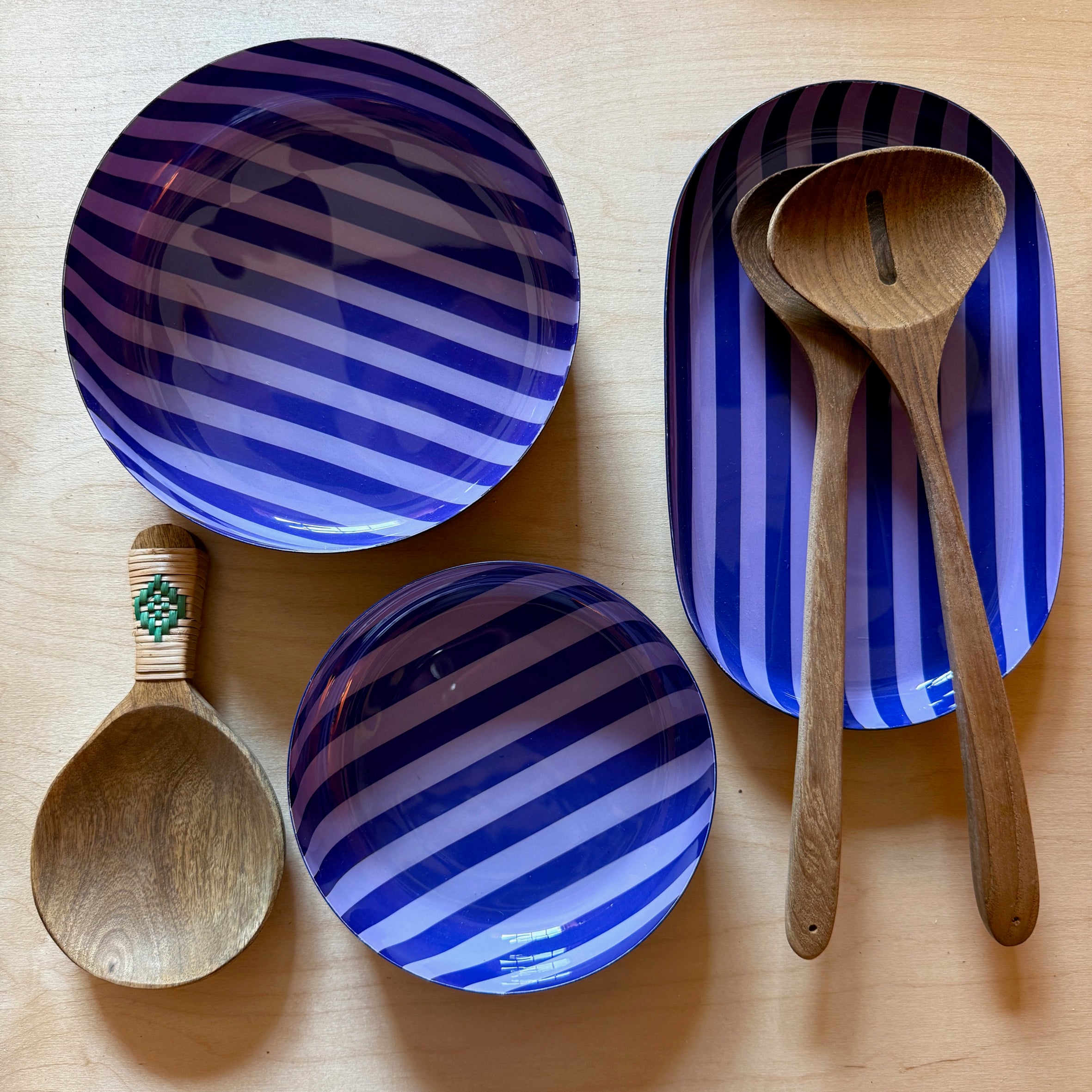 Small Stripy Oval Trays - 5 Colours Available