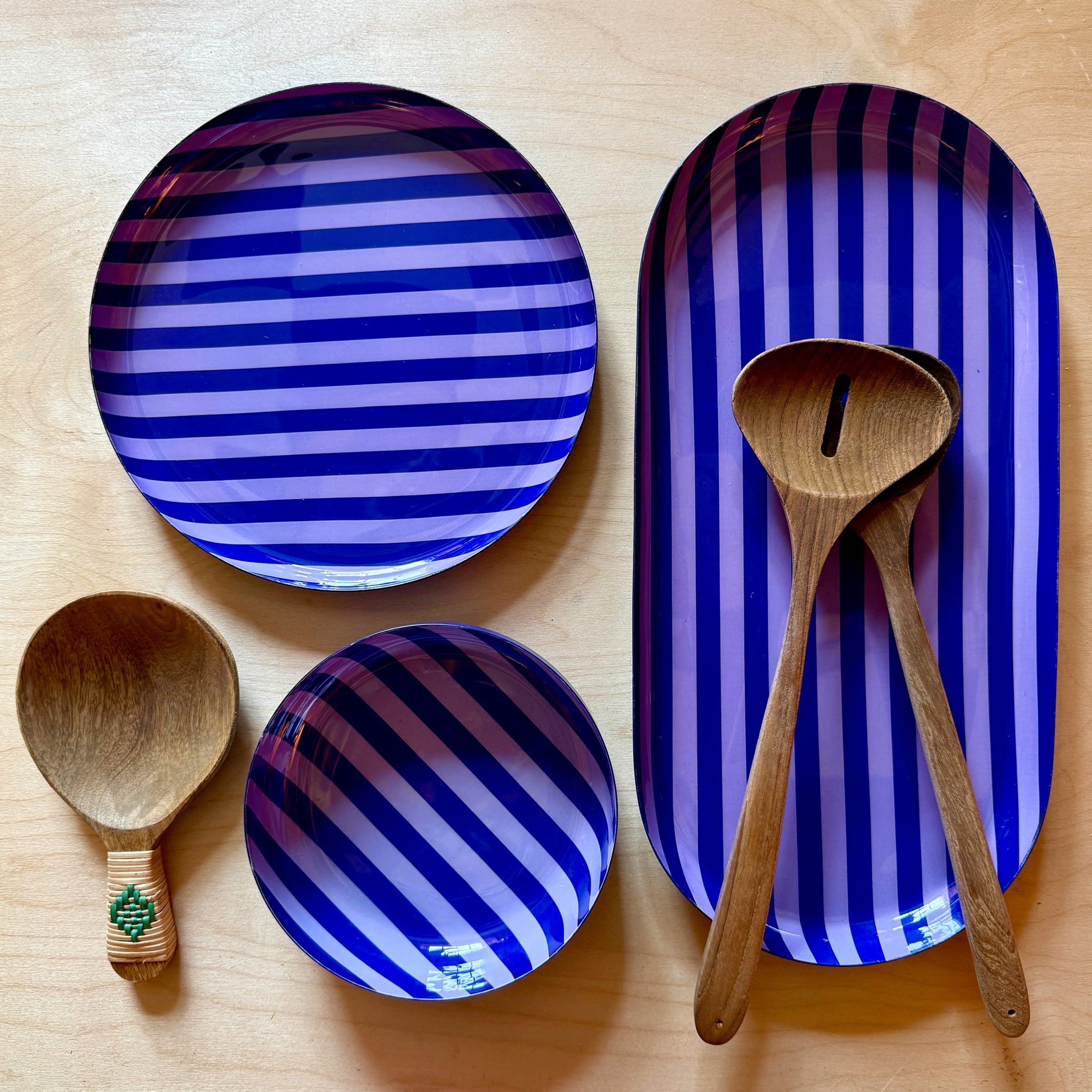 Large Stripy Oval Trays - 5 Colours Available