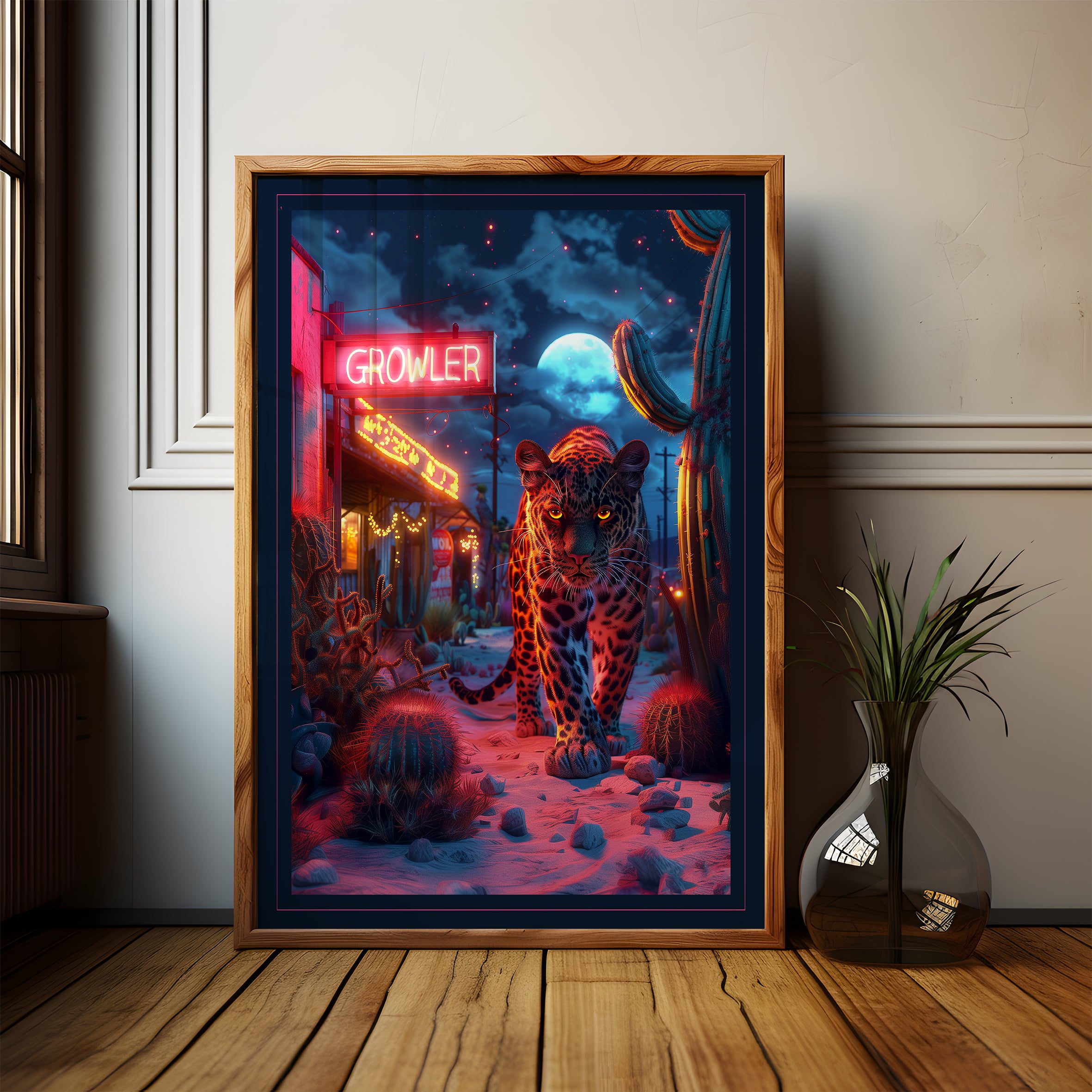 Growler Leopard Art Print - Framing Options Available