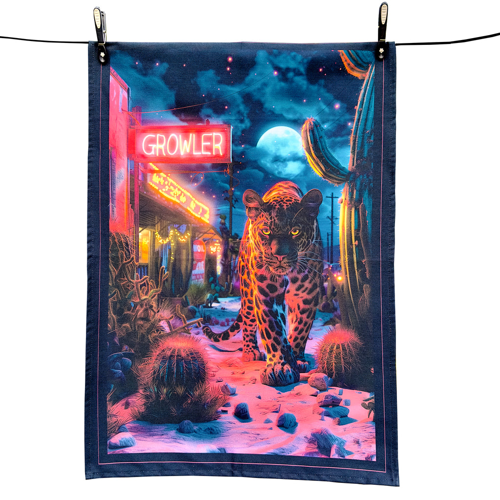 Love Frankie Leopard Tea Towel "Growler" cut out