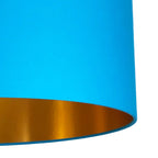 Handmade to order Topaz blue cotton with metallic gold lining Close up