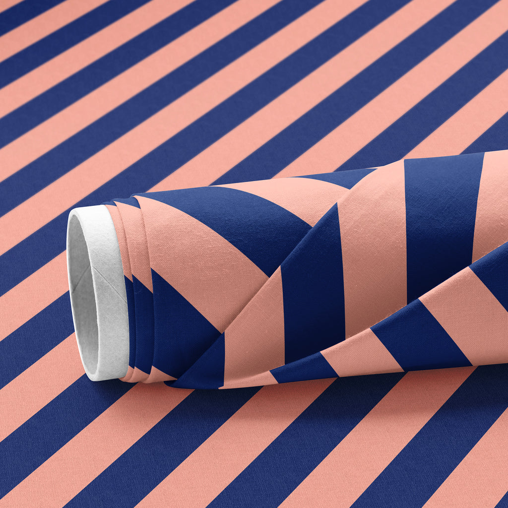 Love Frankie Fabric - Helter Skelter Peach Fuzz. Peach & Indigo