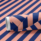 Love Frankie Fabric - Helter Skelter Peach Fuzz. Peach & Indigo