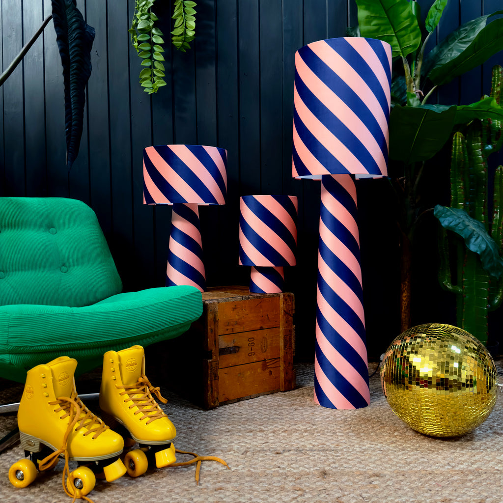 Portable Helter Skelter Velvet lamps in Peach Fuzz