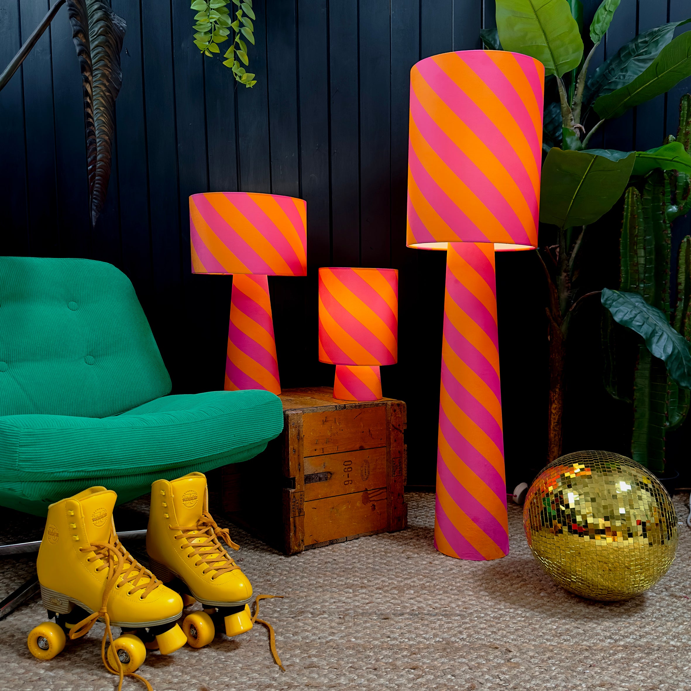 love frankie helter skelter lamps in raspberry ripple