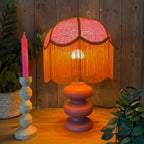 Missy – Pink Hessian Petal Lampshade with Pumpkin Fringe