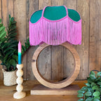 Dotty – Emerald Green Petal Lampshade with Bubblegum Pink Fringe